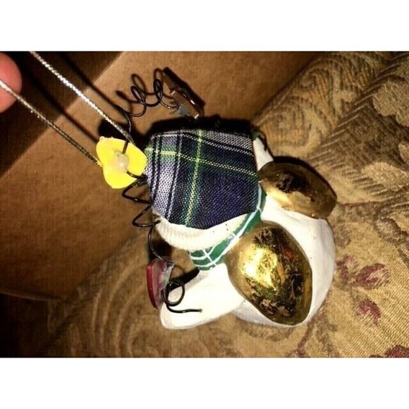 Snowman Angel in Plaid Hat, Check Scarf, Quality Resin Christmas Ornament - Picture 5 of 12